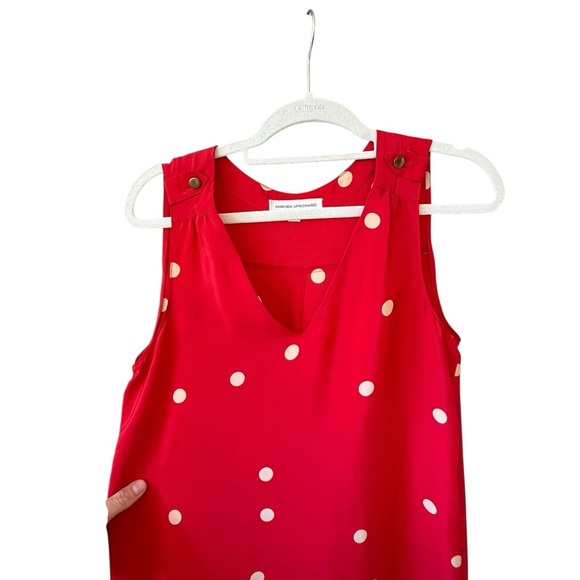 Amanda Uprichard Red Sleeveless Dress with Cream Dots - Picture 5 of 7